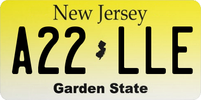 NJ license plate A22LLE
