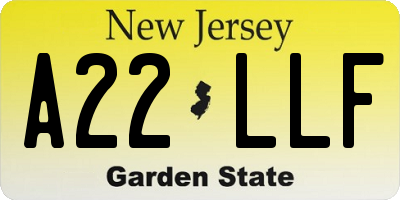 NJ license plate A22LLF