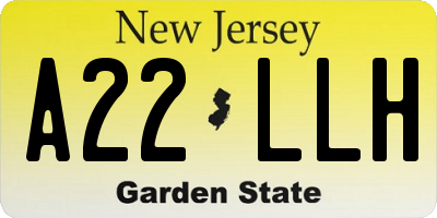 NJ license plate A22LLH