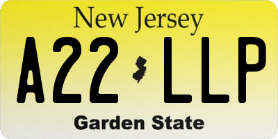 NJ license plate A22LLP