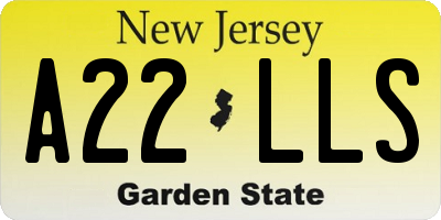 NJ license plate A22LLS