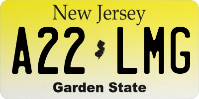NJ license plate A22LMG