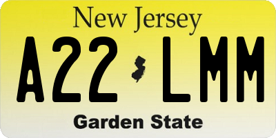 NJ license plate A22LMM