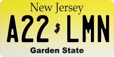 NJ license plate A22LMN