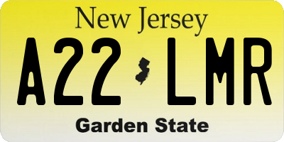 NJ license plate A22LMR