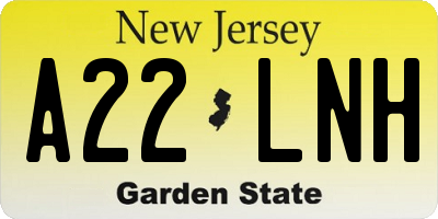 NJ license plate A22LNH