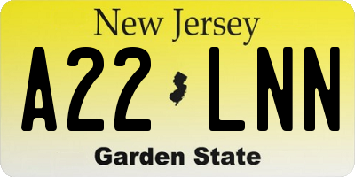 NJ license plate A22LNN