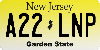 NJ license plate A22LNP