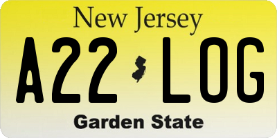 NJ license plate A22LOG