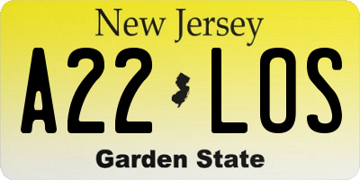 NJ license plate A22LOS
