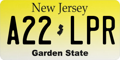 NJ license plate A22LPR