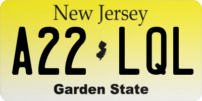NJ license plate A22LQL