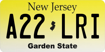 NJ license plate A22LRI