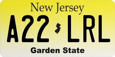 NJ license plate A22LRL
