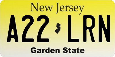 NJ license plate A22LRN