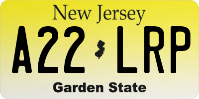 NJ license plate A22LRP