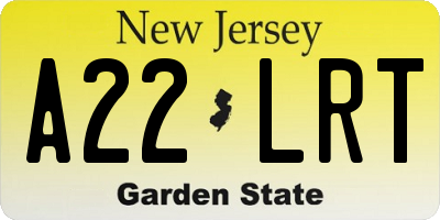 NJ license plate A22LRT