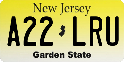 NJ license plate A22LRU