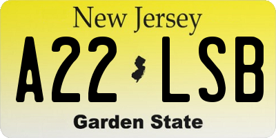 NJ license plate A22LSB