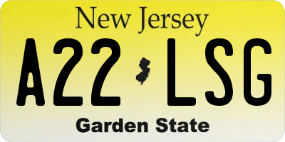 NJ license plate A22LSG