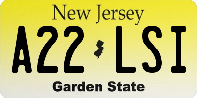NJ license plate A22LSI