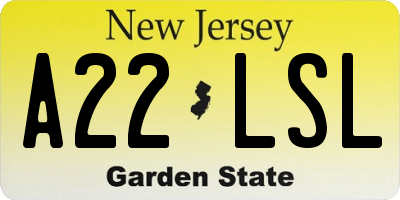 NJ license plate A22LSL