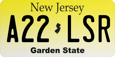 NJ license plate A22LSR