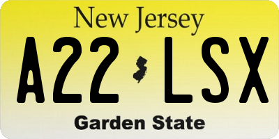 NJ license plate A22LSX