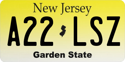 NJ license plate A22LSZ
