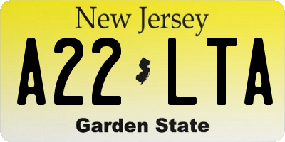 NJ license plate A22LTA