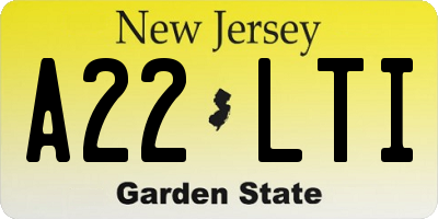 NJ license plate A22LTI
