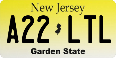 NJ license plate A22LTL