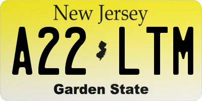 NJ license plate A22LTM