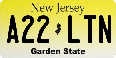 NJ license plate A22LTN