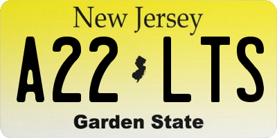 NJ license plate A22LTS