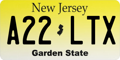 NJ license plate A22LTX