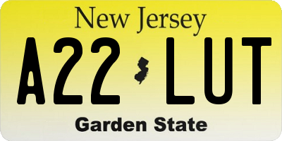 NJ license plate A22LUT