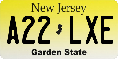 NJ license plate A22LXE