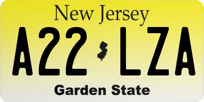 NJ license plate A22LZA
