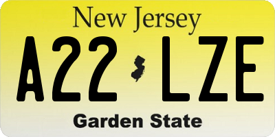 NJ license plate A22LZE
