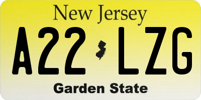 NJ license plate A22LZG