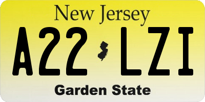NJ license plate A22LZI