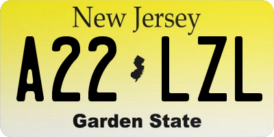 NJ license plate A22LZL