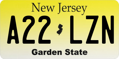 NJ license plate A22LZN