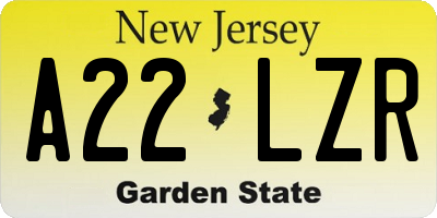 NJ license plate A22LZR