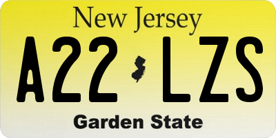 NJ license plate A22LZS