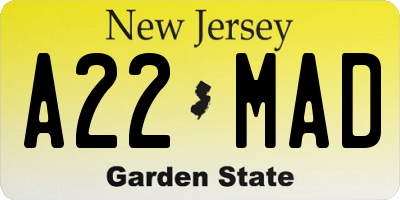 NJ license plate A22MAD