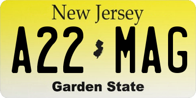 NJ license plate A22MAG