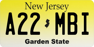 NJ license plate A22MBI
