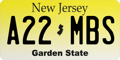 NJ license plate A22MBS